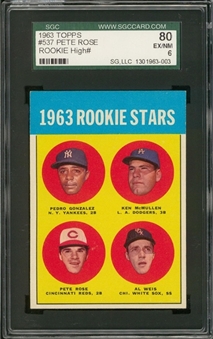 1963 Topps #537 Pete Rose Rookie Card – SGC 80 EX/NM 6